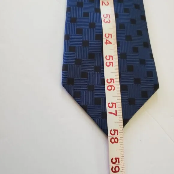 Robert Talbott 100% Silk Necktie Handsewn Dark Blue Black Estate Designer Sharp